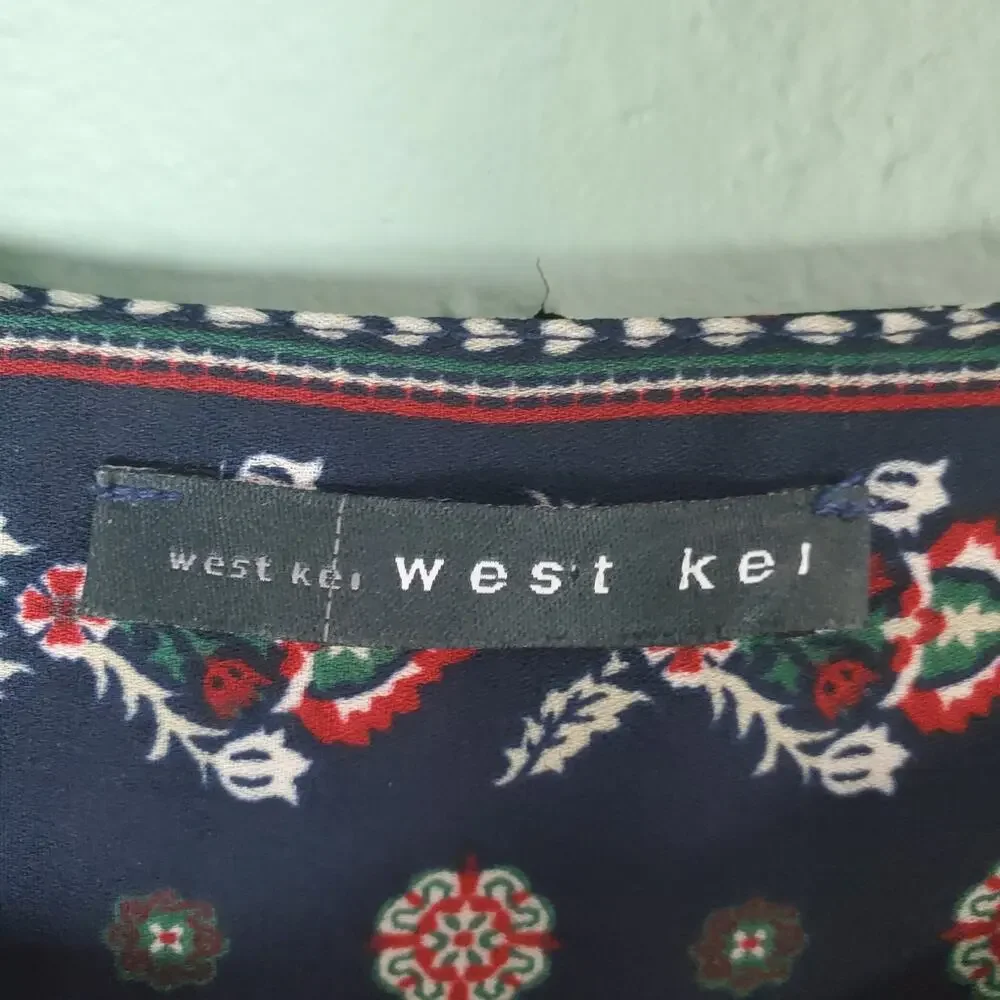 West Kei Womens Multicolor Tie Detail Pattern Blouse Size Medium - Picture 3 of 6